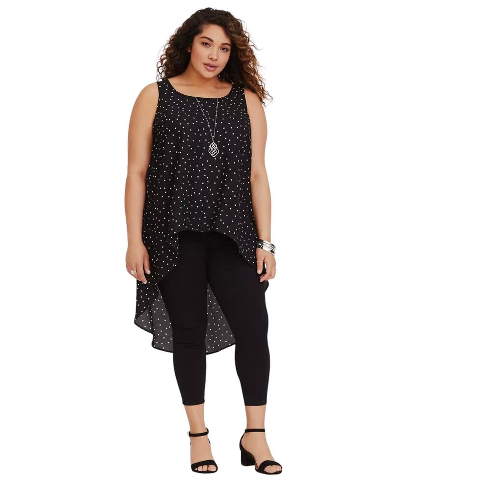 Torrid Black Star Hi-Lo Georgette Tank Top
